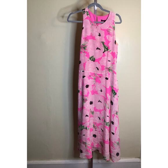 French Connection Women 100% Silk Floral Sleeveless Maxi Dress Sz. 2 Pink EUC - Picture 3 of 12